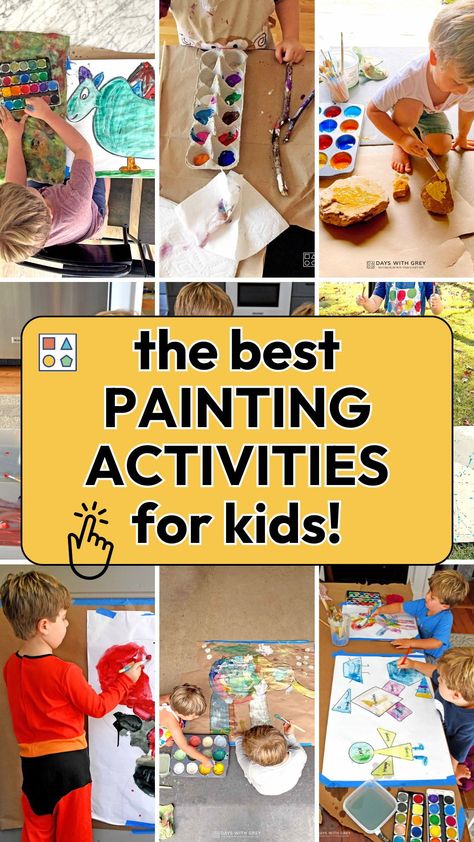 Painting ideas for kids can feel overwhelming! Stop stressing about the mess and dive into these 35 easy painting activities for kids. Painting is important for kids of all ages, it helps little artists develop fine motor skills, boost self-expression, encourage creativity, inspires exploration, improves hand-eye coordination, and keeps kids busy through independent play. I’ve also included a simple painting supplies list to get you started! Paint Projects For Toddlers, Paint Activities For Kids, Washable Paint For Kids, Easy Painting Ideas For Kids, Painting Activities For Kids, Physical Activities For Toddlers, Painting Supplies List, Bubble Wrap Art, Preschool Color Activities