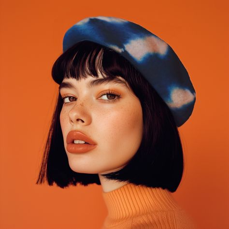 Say hello to your new favorite statement piece. This beret? It’s a vibe. #HatStyle #BeretSeason Color Block Outfits, Head Challenge, Market Photography, Monochromatic Photography, Portrait Practice, Winter Market, 100 Heads Challenge, Art Content, Women Poses