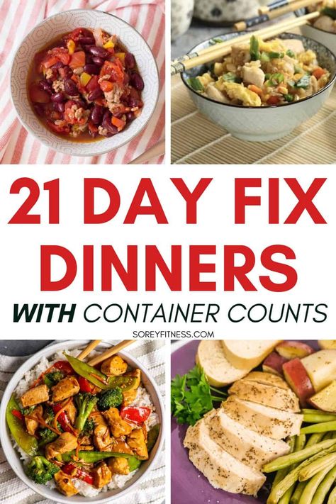 These easy 21 Day Fix dinner recipes with container counts simplify meal prep. #21dayfix #21dayfixrecipes #21dayfixdinners Meal Prep 21 Day Fix Recipes, Easy 21 Day Fix Lunch, 21 Day Fix Meal Recipes, Easy 21 Day Fix Recipes Dinner, Portion Fix Recipes Dinners, 21 Day Fix Recipes Soup, Portion Fix Dinner Recipes, Fixate Dinner Recipes, 21day Fix Recipes