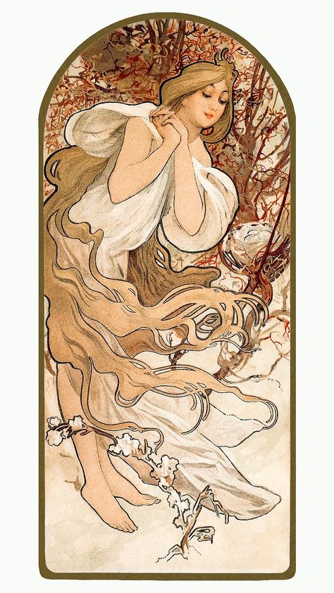 Art nouveau woman illustration vector, remixed from the artworks of Alphonse Maria Mucha | premium image by rawpixel.com / Karn Free Art Nouveau Printable, Art Nouveau Painting, Alfons Maria Mucha, Art Nouveau Mucha, Motifs Art Nouveau, Illustration Art Nouveau, Alphonse Mucha Art, Woman Vector, Mucha Art