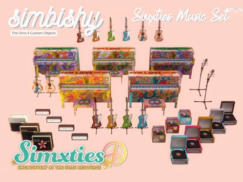 The Sims Resource - Simxties Music Set Sims 4 Musical Instruments Cc, Music Sims 4 Cc, Sims 4 Artist Cc, Sims 4 Music Cc, Sims 4 Cc Build, Sims 4 Build Buy Cc, Sims 4 Aesthetic, Sims 4 Build Mode, Sims 4 Packs