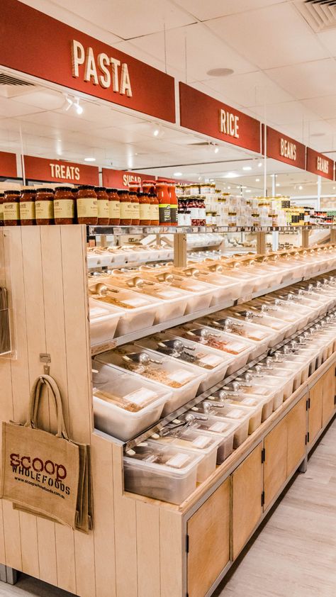 Sustainable Grocery Store, Bulk Store Design, Sustainable Pantry, Whole Foods Store, Refill Store, Sustainable Store, Sustainable Schools, Organic Supermarket, Bulk Store