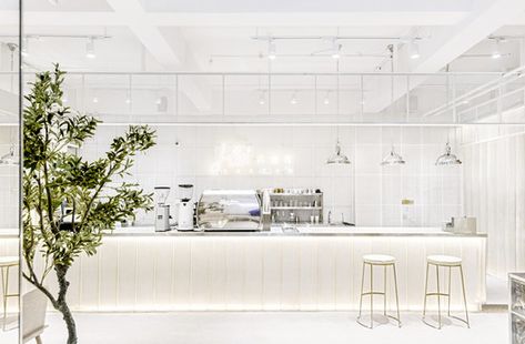 Gallery of Hui Coffee Lifestyle / Vanished Architecture - 13 Tea Store Design, Coffee Lifestyle, Diy Coffee Bar, White Cafe, Coffee Shop Interior Design, Cafe Shop Design, 카페 인테리어 디자인, Coffee Shops Interior, Counter Design