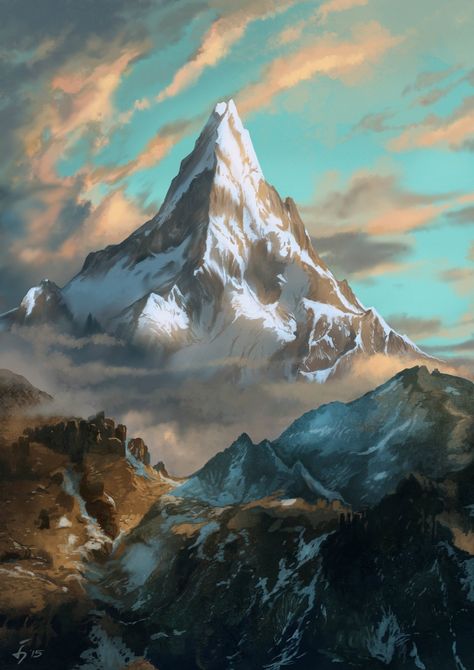 ArtStation - Erebor The Lonely Mountain, Denny Ibnu Lonely Mountain, Lord Of The Rings Tattoo, Tattoos Mandala, Mountain Drawing, Canvas For Beginners, Tolkien Art, Lotr Art, Create Canvas, Easy Canvas Painting