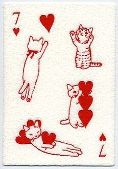 tiny cats Playing Cards, Red, White