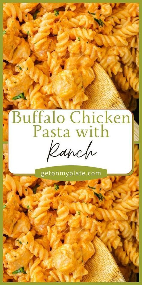 Buffalo Pasta Recipes, Buffalo Ranch Sauce, Buffalo Pasta, Buffalo Chicken Breast, Buffalo Chicken Sauce, Chicken Ranch Pasta, Ranch Sauce, Easy Buffalo Chicken, Buffalo Chicken Recipes