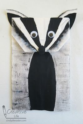 Badger Crafts For Kids, Googly Eye Crafts, Badger Art, Cardboard Tube Crafts, Scottish Animals, Bag Puppet, Recycled Crafts Kids, Paper Bag Puppets, Preschool Christmas Crafts