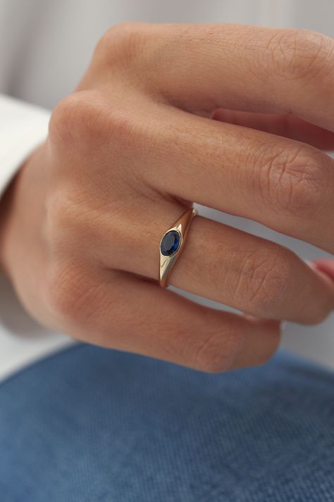 Minimal Gold, Sapphire Solitaire Ring, Ring Proposal, Blue Gemstone Rings, Solitaire Rings, Gold Solitaire Ring, Sapphire Solitaire, Dope Jewelry, Funky Jewelry