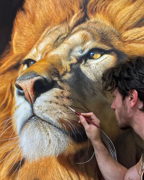 Big Cats Come Alive in Hyperrealistic Acrylic Paintings Xiao Genshin Impact Drawing, Anya Spy X Family Drawing, Genshin Impact Drawing Pencil, Spy X Family Drawing, Genshin Impact Drawing, Impact Drawing, Animal Paintings Acrylic, Acrylic Portrait Painting, Lion Drawing