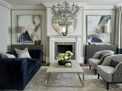 Barnes family house | Formal reception room | Interior Designers Salon Art Deco, Teal Living Room Decor, Teal Living Rooms, Room London, Formal Living Room, Transitional Living, Transitional Living Rooms, Fireplace Ideas, Interior Modern