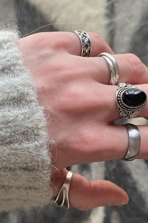 Hand Jewelry Rings, Spiral Jewelry, Indie Jewelry, Ring Stack, Chunky Jewelry, Funky Jewelry, Jewelry Lookbook, Stacked Jewelry, Hippie Jewelry