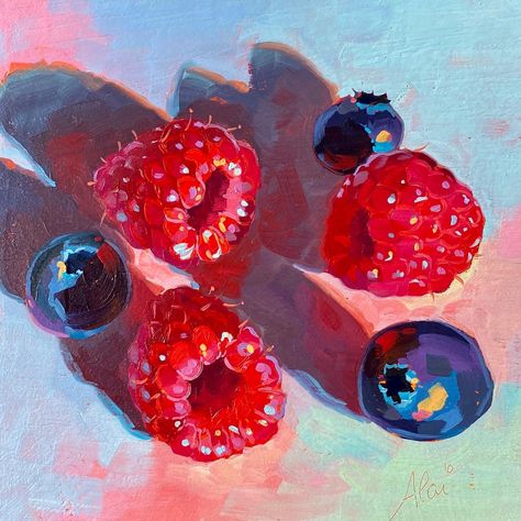 AlaiGanuza✨ on Twitter: "Raspberries and blueberries to sweeten this gray day #oilpainting… " Avocado Painting, Summer Painting, Shadow Art, Fruit Painting, Painting Workshop, Expressive Art, Creative Painting, Fruit Art, Traditional Paintings