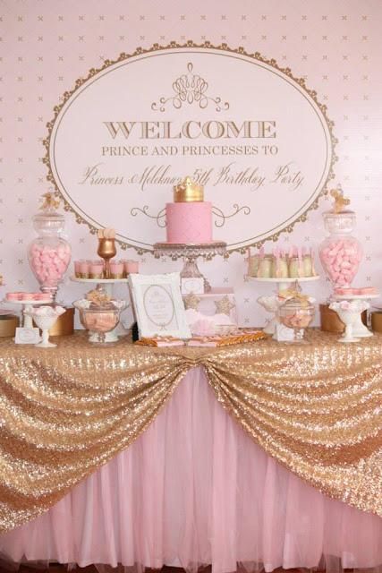 Gold Dessert, Princess Theme Birthday Party, Party Deco, Princess Theme, Gold Baby Showers, Baby Shower Princess, Princess Birthday Party, Gold Party, Gold Birthday