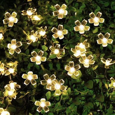 Garden Christmas Decor, Peach Blossom Flower, Solar Flower Lights, String Garden, Solar Flower, Led Flower, Solar Fairy Lights, Modern Led Ceiling Lights, Garden Christmas