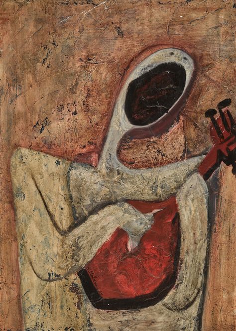 Untitled (Fifi with Guitare) | Modern & Contemporary Middle East  | 2024 | Sotheby's Bahman Mohassess, Iranian Art, Mixed Media Canvas, Interesting Art, Middle East, Modern Contemporary, Guitar, Quick Saves, Art