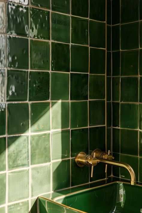 Large Green Bathroom Tiles, Green Tiling Bathroom, Green Tile Bedroom, Jade Green Bathroom Tiles, Green Tiles For Bathroom, Green Bathroom Mid Century, Retro Green Tile Bathroom, Bathroom Green Wallpaper, Bathroom Color Tiles