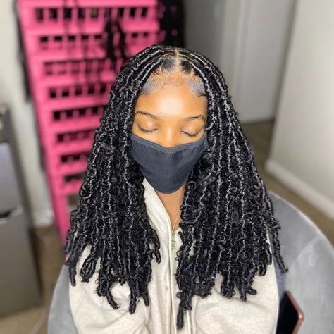 Medium Locs Black Women Hairstyles, Butterfly Locs Mid Length, Soft Locs Mid Back Length, Mid Back Butterfly Locs, Butterfly Locs Medium Length, Knotless Butterfly Locs, Medium Soft Locs, Black Butterfly Locs, Goddess Locs Hairstyles