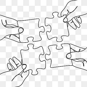 Puzzle Line Art, People Helping Each Other Drawing, Togetherness Art, Teamwork Drawing, Team Work Illustration, Puzzle Sketch, Puzzle Art Design, Line Work Drawing, Line Drawing People