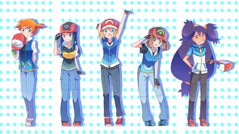 misty, dawn, serena, may y iris Female Pokemon, Pokemon Ash And Misty, Pokemon Dawn, Pokemon Variations, Kartu Pokemon, Pokémon Heroes, Pokemon Kalos, Pokemon Ash And Serena, Pokemon Ash