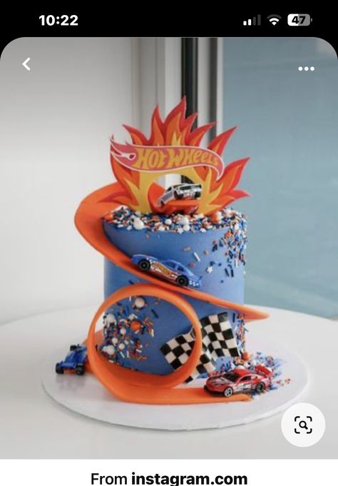 Hot Wheels Themed Birthday Party, Bolo Hot Wheels, Hot Wheels Cake, Wheel Cake, Hotwheels Birthday Party, Pink And Glitter, Happy Birthday Cake Pictures, Cake Birthday Cake, Hot Wheels Party