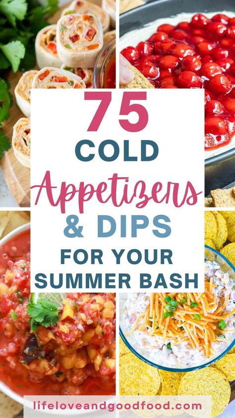 Summer is here, and that means it's time for outdoor fun! Do you need a great cold appetizer idea for your next backyard barbecue, pool party, or afternoon picnic? If so, you have lucked out! I have prepared a selection of recipes for 75 refreshing cold appetizers and dips for your summer bash. Cold Dip Recipes For Parties Summer, Outdoor Party Appetizers, Cold Summer Appetizers, Picnic Dips, Barbecue Appetizers, Summer Party Snacks, Appetizers And Dips, Picnic Appetizers, Summer Party Appetizers