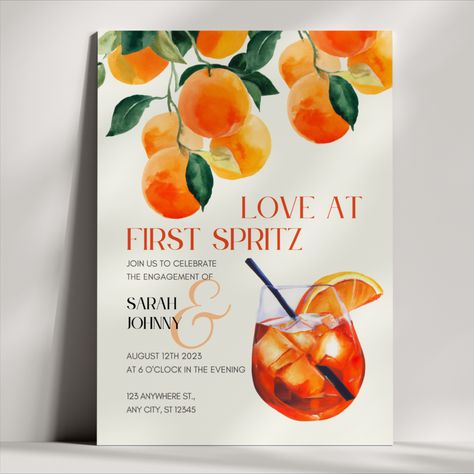 Spritz Party Theme, Spritz Party, Love At First Spritz, Summer Spritz, Italian Bridal Showers, Engagement Party Themes, Italian Party, Bridal Shower Inspo, Bridal Shower Inspiration