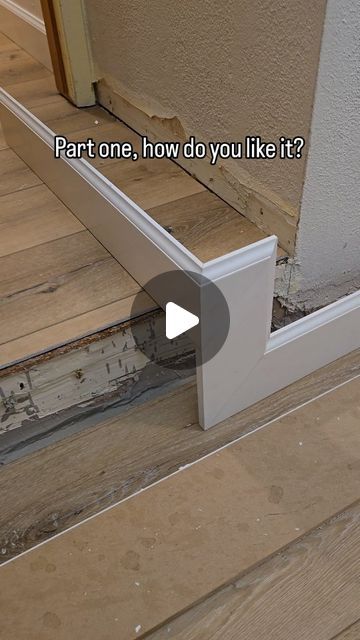 Evgenii Sysoev on Instagram: "In the next part, you'll understand why I did that.  I decided to specify the degree of the angle, is it useful for you?   made by me at  @deluxeflooring_   #howto  #how  #homeimprovement  #baseboards  #cleancut  #stair  #carpenter  #install  #workinprogress" Baseboard Over Baseboard, Installing Handrails On Stairs, Types Of Baseboards, Installing Trim Baseboards, Transition From Stair Skirt To Baseboard, Baseboard On Stairs, Baseboard Step Down Transition, Types Of Baseboard Trim, Baseboard Stairs