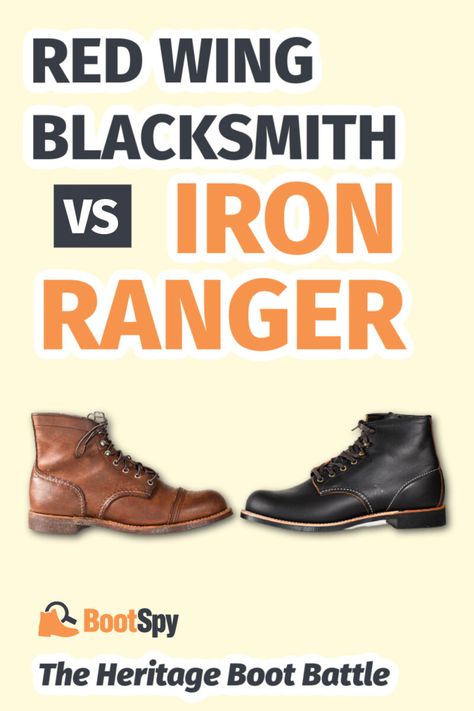 In the Red Wing Blacksmith vs Iron Ranger boot battle, which one wins?  We review each boot and compare them so you can make the right choice for yourself. Red Wing Blacksmith, Red Wing Beckman, Iron Ranger Boots, Red Wing Iron Ranger, Ranger Boot, Heavy Duty Boots, Thick Wool Socks, Iron Ranger, Red Wing Boots