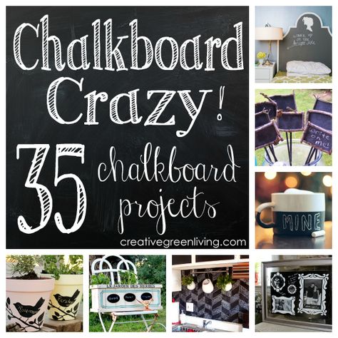 Chalkboard Crazy! 35 DIY Chalkboard Projects You'll Love. ~ Creative Green Living Reuse Glass Jars, Chalkboard Paint Projects, Chalkboard Crafts, Chalkboard Projects, Chalkboard Ideas, Diy Chalkboard, Chalk It Up, Chalkboard Paint, Diy Decorating