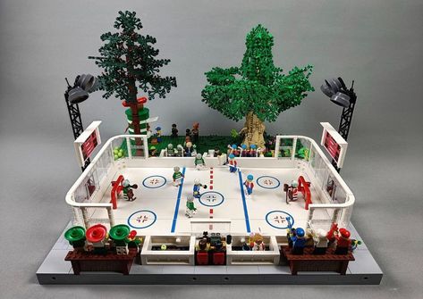 Lego Hockey, Ice Hockey Rink, Ice Rink, Modular Building, Hockey Rink, Ice Hockey, Hockey, Doll House, Lego