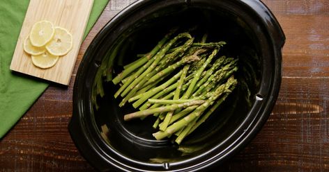 This slow cooker asparagus recipe is pure genius Asparagus Slow Cooker, Slow Cooker Asparagus Recipes, Asparagus In Crockpot, Asparagus Recipes Crockpot, Crock Pot Asparagus Recipes, Crockpot Asparagus Recipes, Crockpot Asparagus, Asparagus Crockpot, Asperigus Recipes