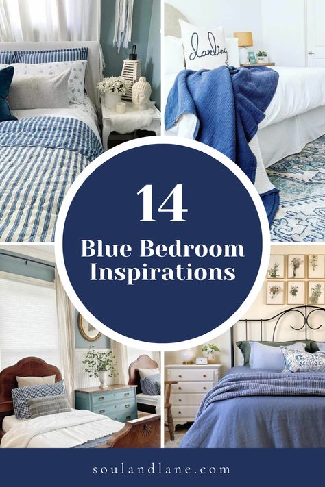 Imagine walls painted in soft sky blue, complemented by deeper navy textiles for a layered look that invites relaxation. Incorporate floating shelves to display calming oceanic or sky-inspired art, and choose bedding in varying shades of blue for a cohesive, dreamy aesthetic. Accent with natural wood furniture and subtle metallic touches for a balanced, restful retreat. These blue bedroom ideas are perfect for creating a space where rest and rejuvenation are paramount, helping you drift into pea Chambray Bedroom Ideas, Light Blue Walls Bedroom, Blue And Cream Bedroom, Aesthetic Shades, Cottage Style Bedrooms, Brown Headboard, Blue Bedrooms, Cream Bedrooms, Blue Bedroom Ideas