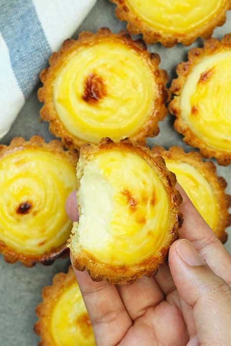 Hokkaido Cheese Tart Recipe | El Mundo Eats Mini Cheese Tart, Cheese Tarts Recipe, Hokkaido Cheese Tart, Cheese Tart Recipe, Cheese Tart, Hokkaido Cheese Tart Recipe, Bake Cheese Tart, Egg Tart Recipe, Applesauce Cake