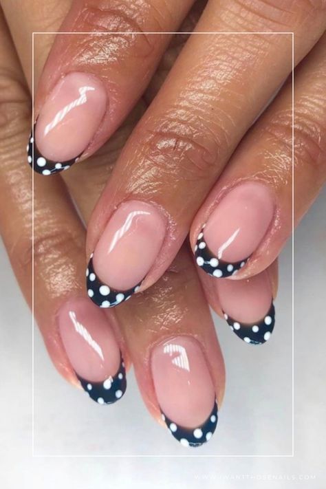 spotty french tip nails designs Polka Dot Nails French Tip, Polka Dot French Tip Nails, Two Tone French Tip Nails, Polka Dot French Tip, Dot French Tip, Spotty Nails, Tip Nail Designs, Polka Dot Nail Designs, Dot Nail Designs