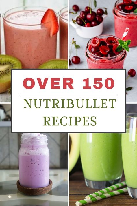 A collage of Nutribullet Recipes Magic Bullet Recipes Healthy, Magic Bullet Smoothie Recipes, Nutritional Smoothie Recipes, Magic Bullet Smoothies, Ninja Blender Smoothies, Ninja Smoothie Recipes, Blender Recipes Smoothies, Smoothie Aesthetic, Smoothies Green