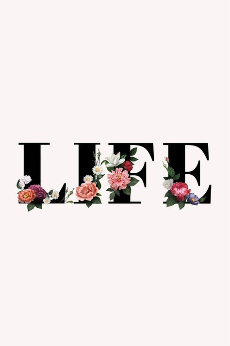 Floral life word typography on a beige banner | free image by rawpixel.com / manotang Balance Word, Beige Banner, Word Typography, Flower Typography, Black Alphabet, Flower Text, Floral Graphic Design, Letter Flower, Floral Words