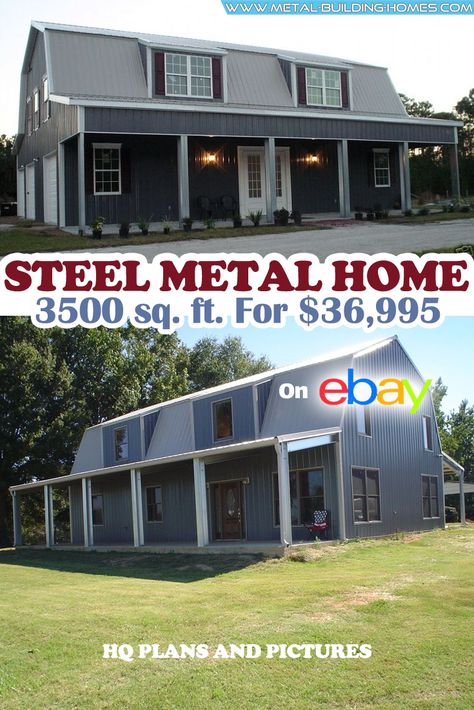 Home Building Kits, Pre Engineered Metal Buildings, Metal House Plans, Steel Building Homes, Metal Building Designs, House Kits, Metal Building Home, Steel Frame House, Pole Barn House Plans