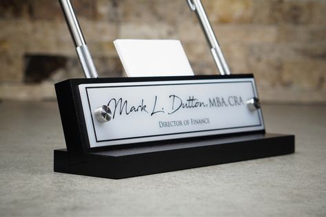 3-in-1 Desk Name Plate, Card Holder, Pen Holder Modern Desk Decor, Name Holder, Realtor Signs, Custom Business Signs, Rustic Plates, Work Office Decor, Unique Desks, Desk Name Plate, Personalized Desk