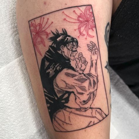 Nanami 😍 redrawn from my JJK flash because I’m a gumnut and double booked the design. Thank you so much @_katequinn_ ✨#tattoo #kentonanami … | Instagram Patchwork, Chose Tattoo Jjk, Jujutsu Kaisen Tatoos, Choso Tattoo Art, Choso Jjk Tattoo, Jujitsu Kaisen Tattoo Designs, Minimalist Anime Tattoos, Nanami Tattoo, Jjk Tattoo Ideas