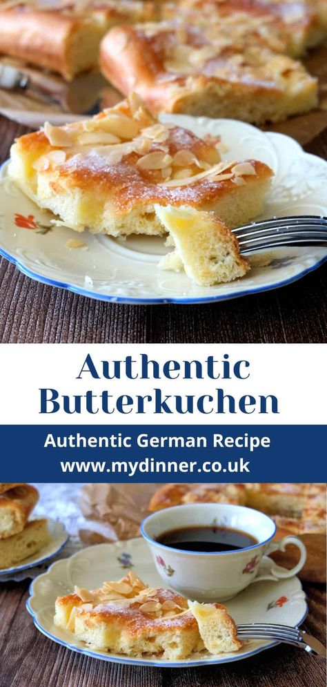 German Butterkuchen (Zuckerkuchen or Butter Cake) Butter Kuchen Recipe, German Butter Cake, German Pastries, German Food Authentic, Cake At Home, Roasted Almond, German Bread, German Desserts, German Baking