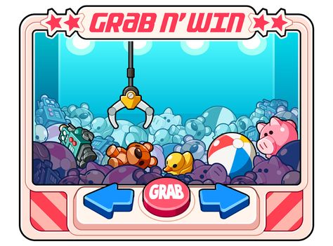 Grab n' Win on Behance Claw Machine Design, Claw Crane, Machine Logo, Crane Game, Gameboy Color, Claw Machine, Gaming Banner, Pixel Art Games, Game Ui Design