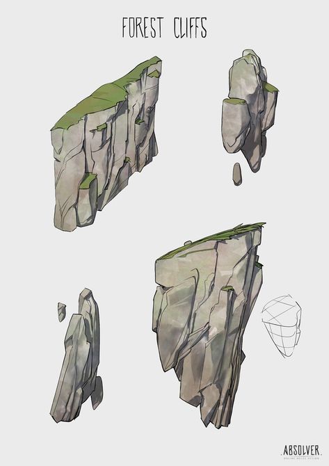 Environmental Art Sketch, Boulder Drawing, Forest Environment, Environment Sketch, Environment Reference, Props Concept, Concept Art Tutorial, Desain Lanskap, Seni Dan Kraf