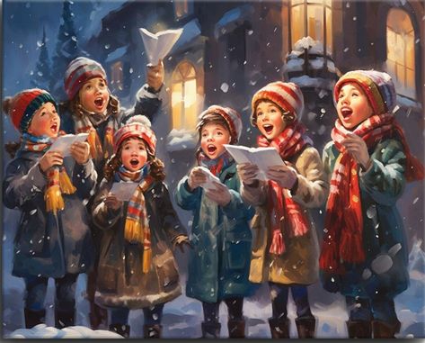 Images Noêl Vintages, Christmas Caroling, Winter Christmas Scenes, Christmas Carolers, Sister Birthday Card, Snow Pictures, Beauty In Art, Christmas Artwork, Merry Christmas To All