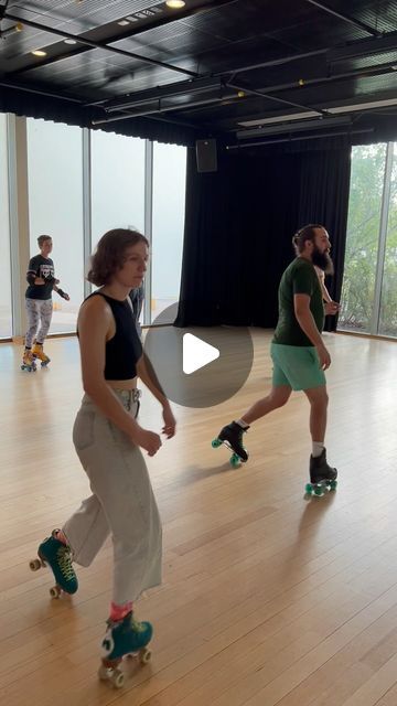 Matt and Amelia Wheeler on Instagram: "Drilling the ‘Emils’ at our @rollerfit Dance CBR intermediate class today 🛼 at the beautiful @belcoarts !  Video ID: A group of roller skaters dancing in sync. The skaters are in 3 lines all facing the same direction. They are all repeating a sequence where they skate backwards, briefly lift one leg and cross the ankle of the lifted leg over the other, straight leg, then place the lifted leg on the floor again. They then follow the sequence by repeating the move but with opposite legs and ankles. The skaters are in an indoor studio space with wide windows and a wooden floor. End description." Roller Skaters, Wide Windows, In Sync, Wooden Floor, Roller Derby, Roller Skating, Studio Space, A Group, Skating