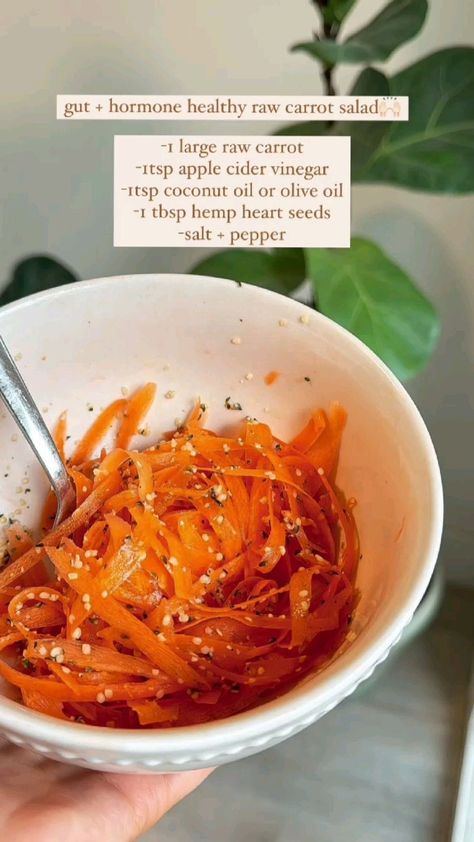 Vegetarian Gut Healing Recipes, Gut Health Vegan, Carrot Salad Recipes For Hormones, Easy Healthy Meals Gut Health, Heathly Gut Meals, Carrot Hormone Salad, Whole Food Recipes Lunch, Vegan Gut Healthy Recipes, Clean Gut Recipes