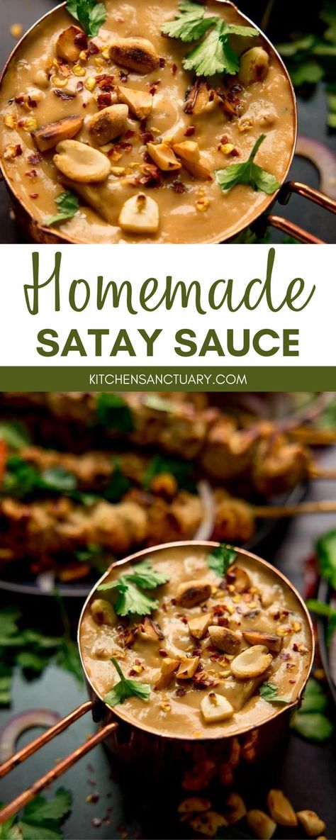 Dip For Chicken, Vegetarian Fish Sauce, Satay Sauce Recipe, Peanut Satay Sauce, Sauce Satay, Pork Satay, Beef Satay, Satay Recipe, Peanut Butter Chicken