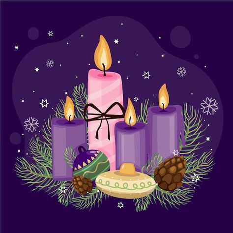 Advent Candle Illustration, Advent Candles Drawing, Advent Wreath Drawing, Candles Illustration, Advent Images, Advent Catholic, Candle Advent, Advent Art, Candle Illustration