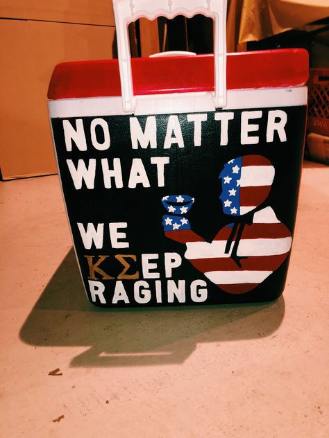 kappa sigma cooler, rowdy gentlemen cooler, Frat Coolers Ideas Kappa Sigma, Kappa Sigma Frat Cooler, Ka Frat Cooler, Kappa Sigma Cooler, Frat Formal Coolers, Pike Cooler, Frat Party Themes, Mountain Weekend Cooler, Painted Fraternity Coolers