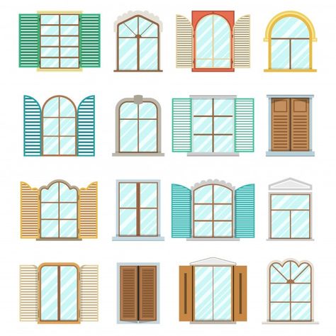 Conjunto de ventanas vintage | Premium Vector #Freepik #vector #vintage #flores #madera #casa Window Art Projects, Building Windows, Barbie Diy Accessories, Kids Learning Toys, Window Illustration, Decoupage Printables, Window Drawing, Putz Houses, Doll Home