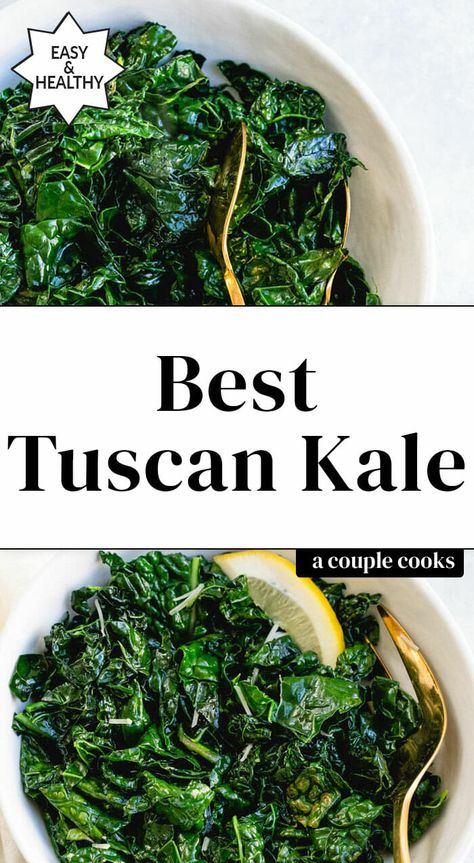 Kale Recipes Sauteed, Dinosaur Kale, Tuscan Kale, Kale Chips Baked, Kale Recipe, A Couple Cooks, How To Cook Kale, Sauteed Kale, Vegetarian Cookbook